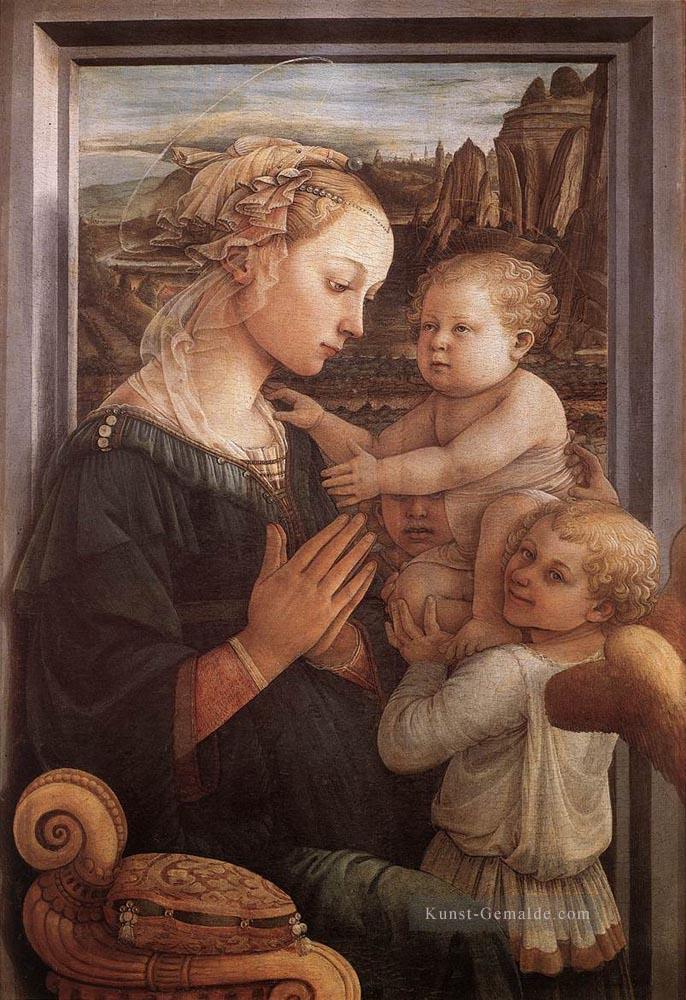 Madonna mit dem Kind und zwei Engel 1465 Renaissance Filippo Lippi Ölgemälde